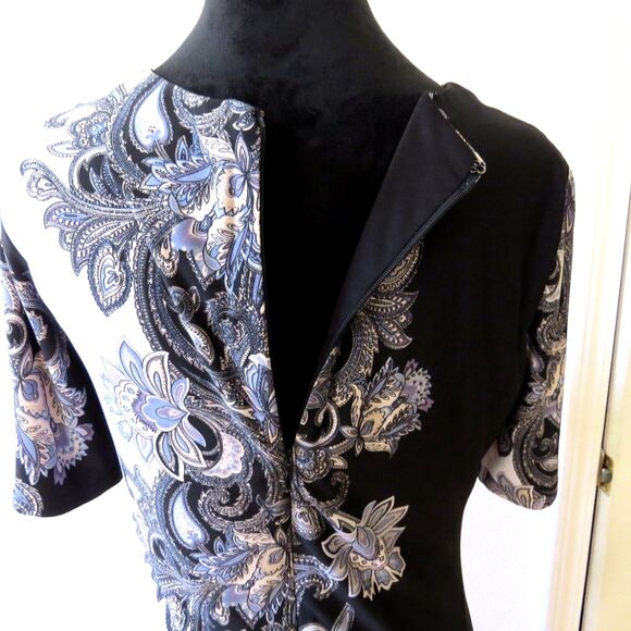 Nicole Miller Studio Paisley Print Column  Midi Dress Size 8  EUC - Picture 4 of 10